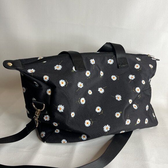 Alice + Olivia By Stacey Bendet Black Tote Bag Daisy Flowers 3 Straps Top Zip - Picture 5 of 10